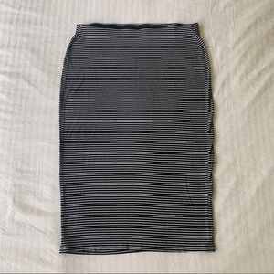 Striped Midi Stretch Pencil Skirt